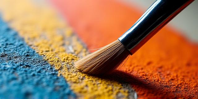 Close up of meticulous painting restoration