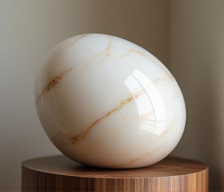 Close up of a sculptural art piece in a minimalist home