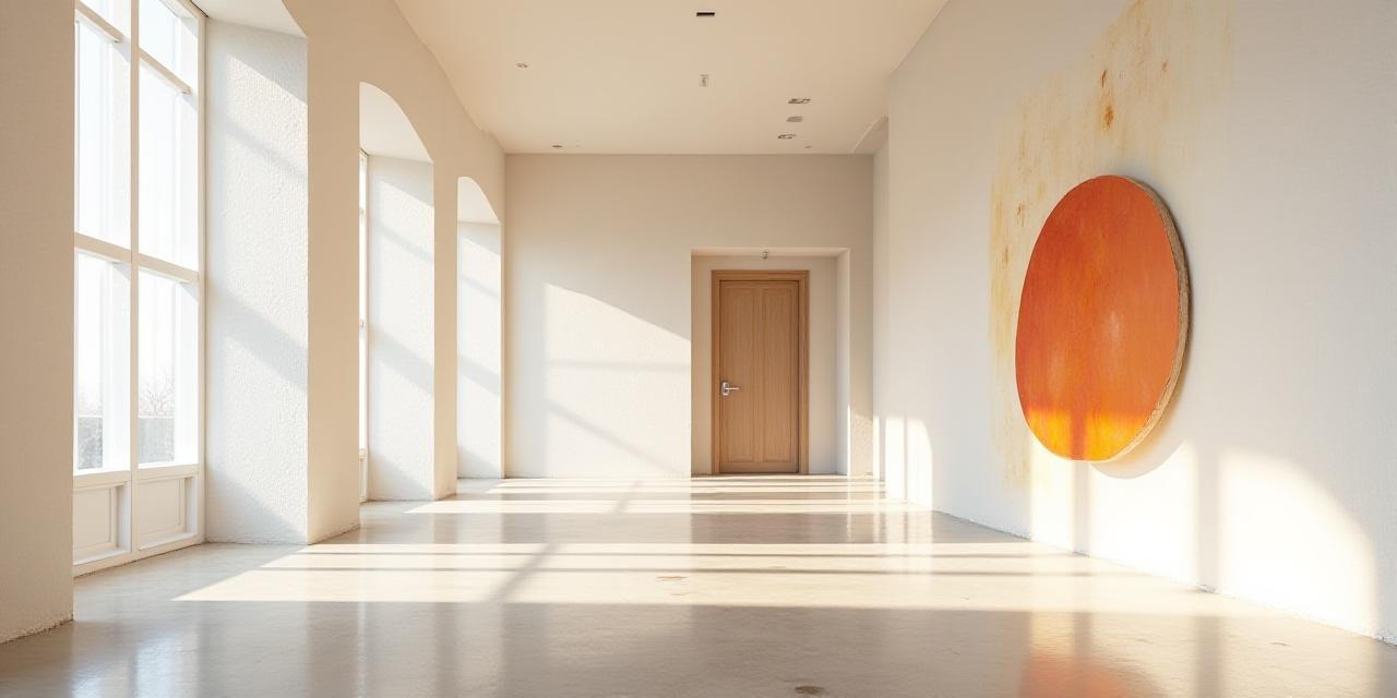 Sophisticated contemporary art gallery with minimal architectural lines